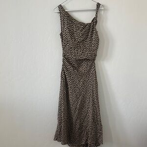 Banana Republic One-Shoulder Polka Dot Dress in Black and Cream